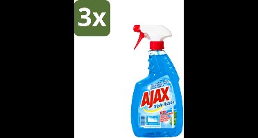 3 x Ajax - Glasreiniger Spray - Triple Action - Streeploos Schoon - Anti-Condens - 750 ml - Glas Reinigen - Ramen Reinigen - Glas Reiniger - Streeploos Schoon - Anti-condens