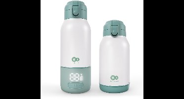 Kinderkraft GAJA – Draagbare Melkverwarmer & Thermos 350 ml – Melk Verwarmen in 2 min – Warmte tot 20 uur – 5 Temperatuurstanden – USB-C – Voor Onderweg - Groen
