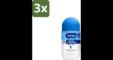 Sanex Deodorant Roller Dermo Extra Control 53 ml - Bulkverpakking - 3 stuks