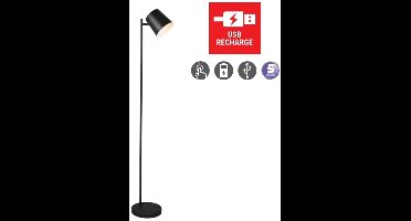 REALITY BLAKE - Staande lamp - Zwart mat - incl. 1x SMD 4,5 W - 4-stappen TOUCH - Oplaadbaar (USB-Port) - Werking op batterij