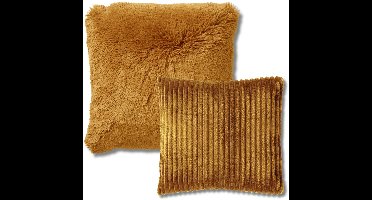 KUSSENSET - 2-delig - Cosy Layers - 60x60 cm, 45x45 cm - inclusief binnenkussens - geel