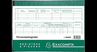 Exacompta 5x Speciaal register Arbeidswetgeving - Personeelsregister 21x29,7cm - 99 inschrijvingen - 80 blad - Nederlandstalig - - 6640X
