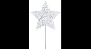 PartyDeco Cupcake Toppers Sterren Zilver set/6