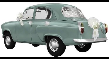 CHAKS - Decoratieset voor auto 'Leve het bruidspaar' 6-delig van tule