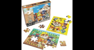 Houten puzzel cartoon Rubble & Crew 3x24 stukjes in houten box.