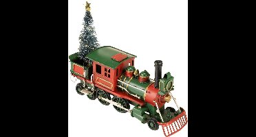 Kersttrein met dennenlocomotief Kerstgroen 20cm