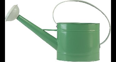 Metalen decoratieve gieter, retro pastelgroen met witte accenten, voor