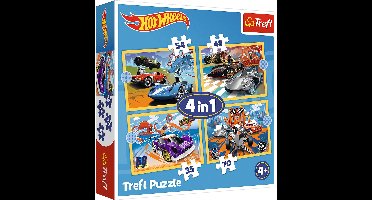 Trefl puzzel Hot Wheels voertuigen - 4in1 kartonnen speelgoed.