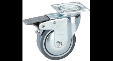 Bokwiel 100 mm - verzinkt staal - zwart nylon wiel – Dörner & Helmer