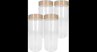 PlasticForte Voorraadpot/bewaarpot - 6x - 550 ml - kunststof - beige - B7 x H16 cm