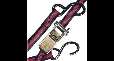 Sjorbanden 1 ratchet + 2 S haken 6m x 25mm
