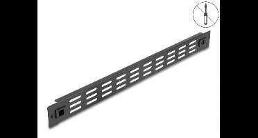 19 inch ventilatiepaneel | horizontale sleuven | toolfree | 1U | zwart
