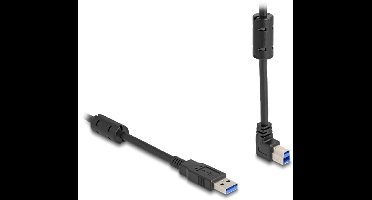 USB-A - USB-B haaks (boven) kabel | USB3.0 5 Gbps | 10W | zwart | 2 meter