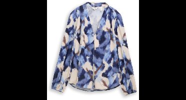 Tom Tailor - Blouse met patroon - Maat 42 - blue blurry argyle