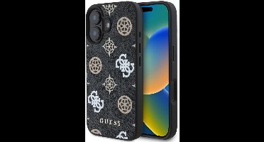 Guess iPhone 16 Backcover hoesje Magsafe PU peony - Zwart