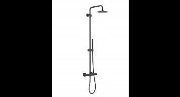 Excellent Rain Round Termo Doucheset Zwart met Thermostatische Kraan & 200mm Regendouche