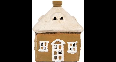 Clayre & Eef Waxinelichthouder Huis 12x9x14 cm Bruin Keramiek