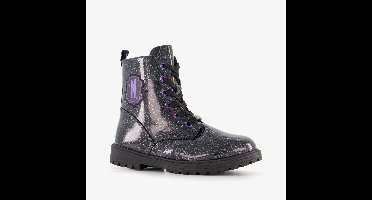 Wednesday meisjes veterboots met glitters zwart - Maat 32