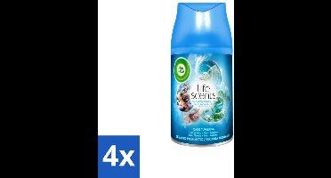 4 x Air Wick - Luchtverfrisser Navulling - Turquoise Oase - Automatische Spray - 250 ml - Geurverspreiding - Tropische Geur - Drijfhout - Zeenevel - Bries