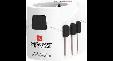 SKROSS - Reisadapter - Europa naar Wereld - met randaarde stekker (zonder Zwitserland & Italië) + 2xUSB 2400 mA