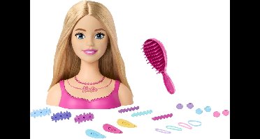 Barbie KapKop Met 21 Accessoires - Blond Haar - 5565142 - Haarstyling - Stylinghoofd - Mattel