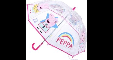 Disney Peppa Pig paraplu - transparant/roze - D71 cm - voor kinderen