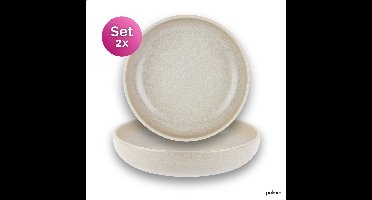 Palmer - Sandy Loam - Bord diep - Pastabord - 2 stuks - ø 22 cm - Grijs - Stoneware - Bordenset
