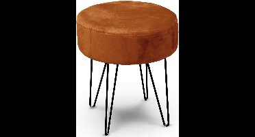Unique Living Kruk Davy - velvet - bruin - metaal/stof - D35 x H40 cm