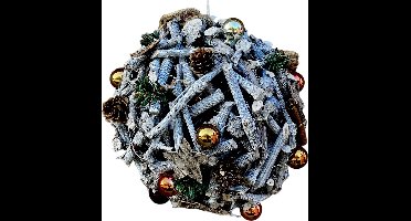 DECO - Kerst - Takkenbal - Kopermix - Rond 28 cm - voorzien van 20 micro Ledlampjes