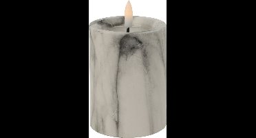 Home & Styling LED kaars -wit/grijs marmer - D7,5 x H10 cm -met timer
