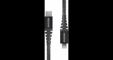 Swissten Kevlar USB-C naar Lightning kabel - Geschikt voor iPhone 7/8/X/11/12/13/14 - 1.5M - Zwart