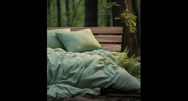 Effen beddengoedset van 100% katoen, luxe dekbedovertrek kussensloop gemaakt van ademend katoensatijn (mintgroen 135 x 200 cm/80 x 80 cm)