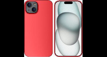 Hoesje Geschikt voor iPhone 15 Plus – Liquid siliconen Backcover – Rood