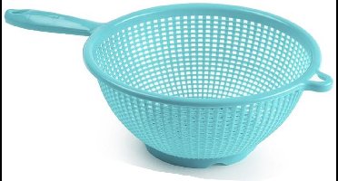 Plasticforte Keuken vergiet/zeef - kunststof - Dia 24 cm x Hoogte 11 cm - blauw