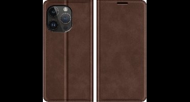 Just in Case hoesje geschikt voor iPhone 14 Pro - Hoesje met Pasjeshouder - Luxe Book Case - Bruin