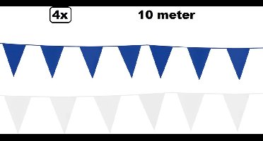 4x vlaggenlijn blauw en wit 10 meter - Festival thema feest party verjaardag gala jubileum