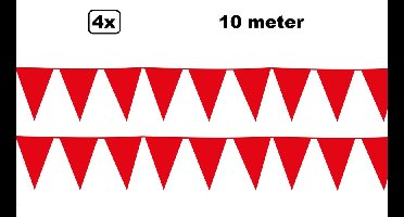 4x vlaggenlijn rood 10 meter - Festival thema feest party verjaardag gala jubileum
