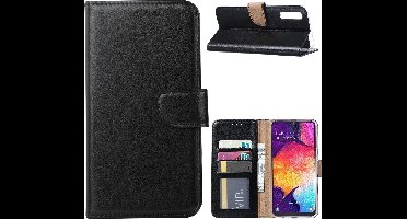 LuxeBass Telefoon Wallet Bookcase voor Samsung Galaxy A50 ? Portemonnee telefoonhoesje voor Bankpassen ? Hoesje voor Samsung Galaxy A50 ? Kunstleer ? Siliconen Houder ? Magnetische sluiten- Zwart - bookcase - boekhoesje - book case - boek hoesje