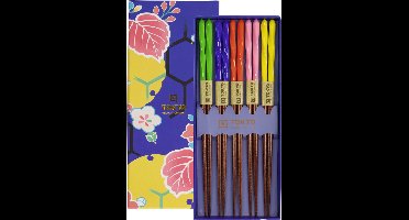 Tokyo Design Studio - Eetstokjes - Cadeau Set - houten Blauwe Bladeren