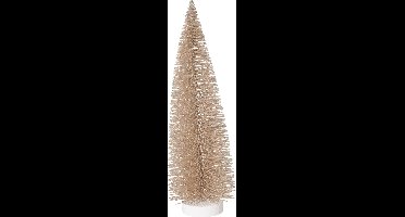 Mini kunst kerstboom champagne - roze met glittertjes aan de puntjes 30 cm