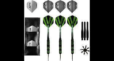 XQMax Rubberised - Dartpijlen - 23 gram - zwart/groen - 27-delig