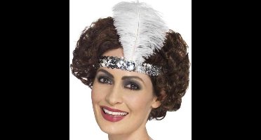 Smiffys - Hoofdband - Charleston - Met veer - Zilver