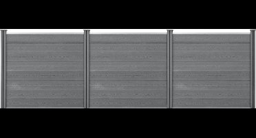 HKC Hek Marjo - Paneel Met Palen - Grijs - 165x466 cm - Duurzaam - Stabiel - Weerbestendig