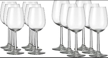 Een set van 12x stuks wijnglazen voor witte en rode wijn Bouquet - Witte/rode wijn glazen - Wijn drinken - Wijnglazen van glas