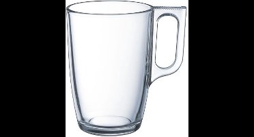 Luminarc Theeglazen - 12x stuks - glas - met oor - 320 ml - theekopjes - hard glas