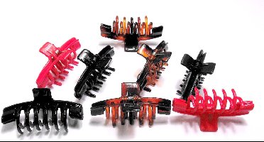 8 grote haarklemmen 9 cm 3x bruin 3x zwart 2x rood