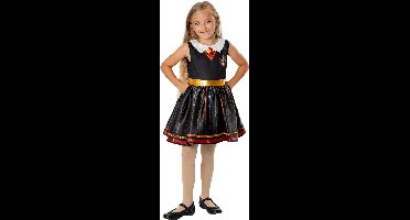 Rubies - Harry Potter Kostuum - Harry Potter Jurk Meisje - Rood, Zwart, Goud - Maat 104 - Carnavalskleding - Verkleedkleding