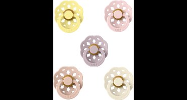 BIBS Boheme Fopspeen set 5 stuks Sunshine, Dusky Lilac, Blossom, Blush en Ivory 0-6 maanden maat 1