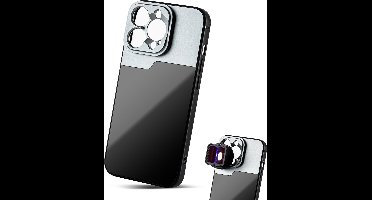 MOJOGEAR 17mm lens case voor iPhone 14 Pro Max – Schroefdraad voor macrolens, telelens, anamorphic lens of DOF-adapter – Stevig hoesje – Zwart/Grijs