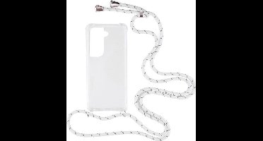 Shop4 - Geschikt voor Samsung Galaxy S21 Ultra Hoesje - Zachte Back Case met Koord Multi Wit